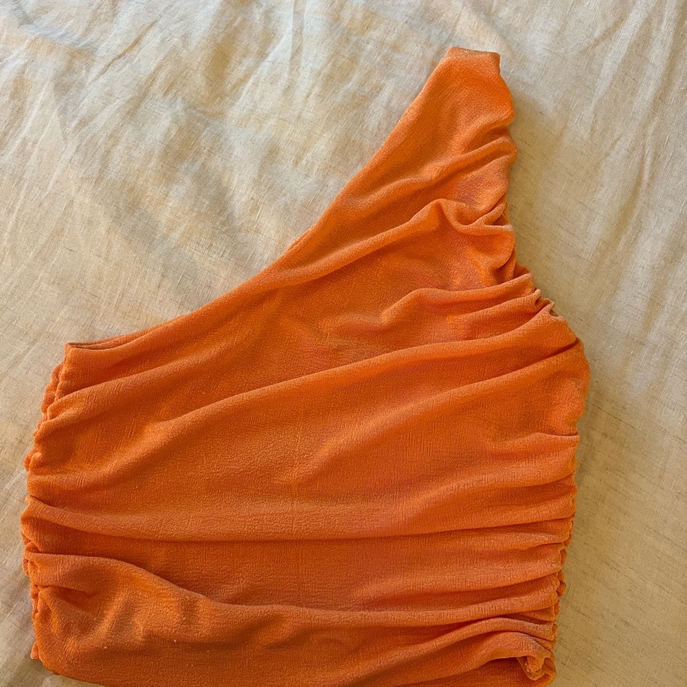 One-Shoulder Orange Top